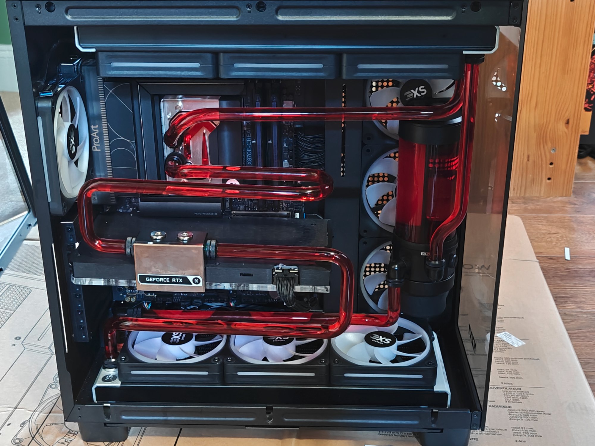 Side view of new PC with watercooling