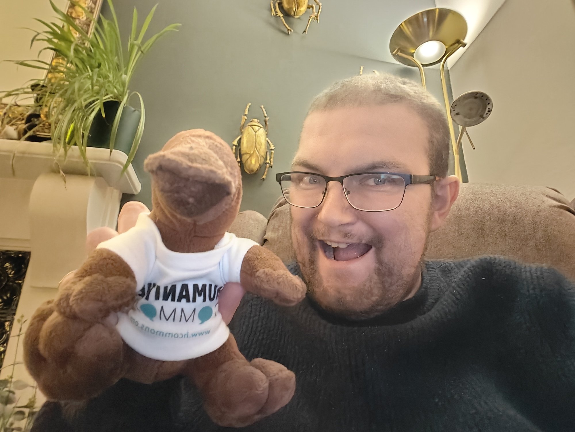 Me with a Humanities Commons platypus toy