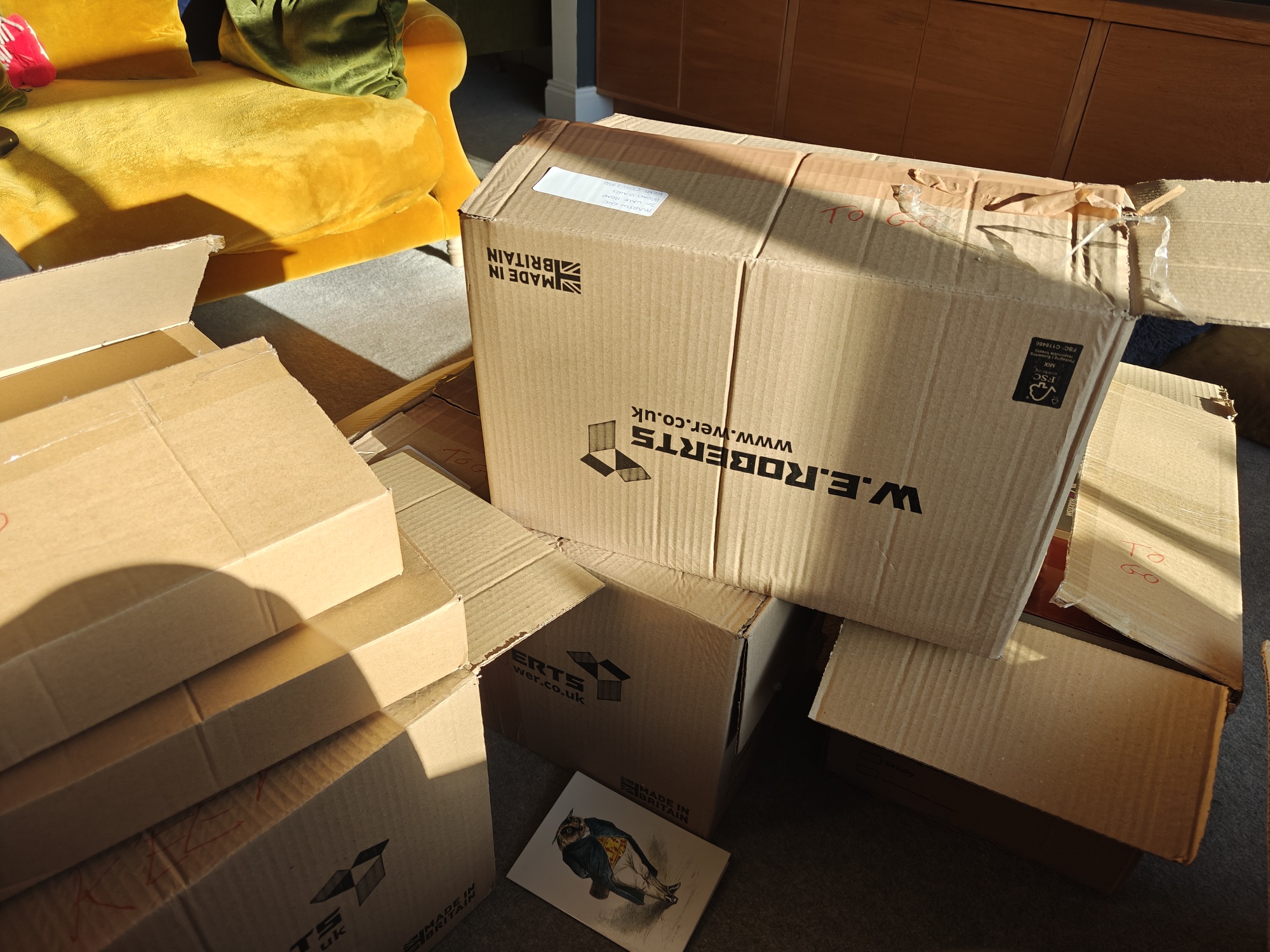 Lots of boxes in my sitting room