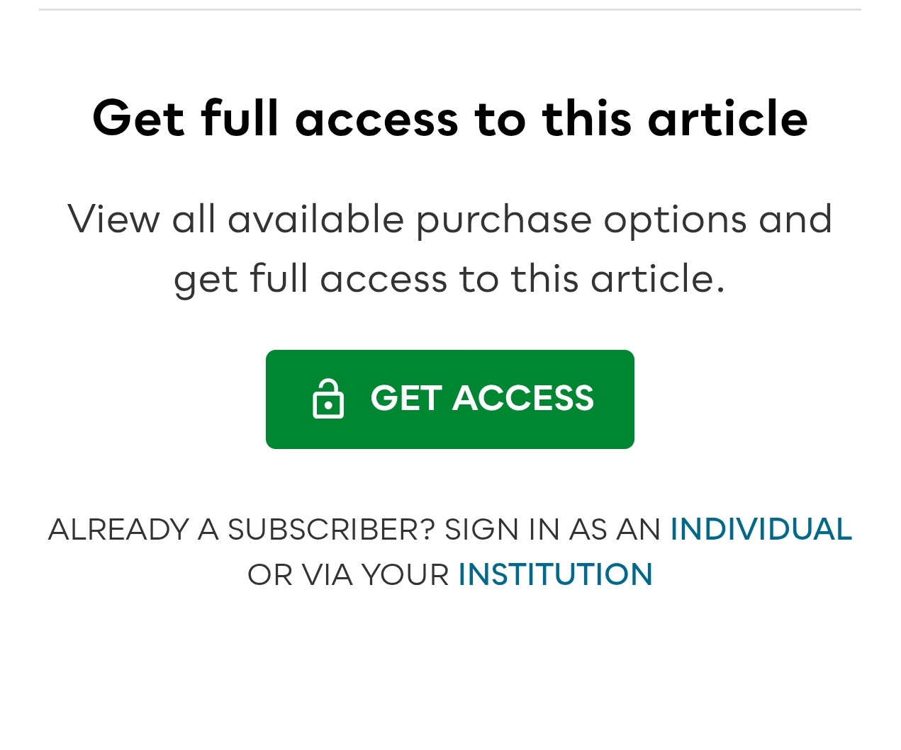 A banner that says "Get full access to this article" - a paywall 