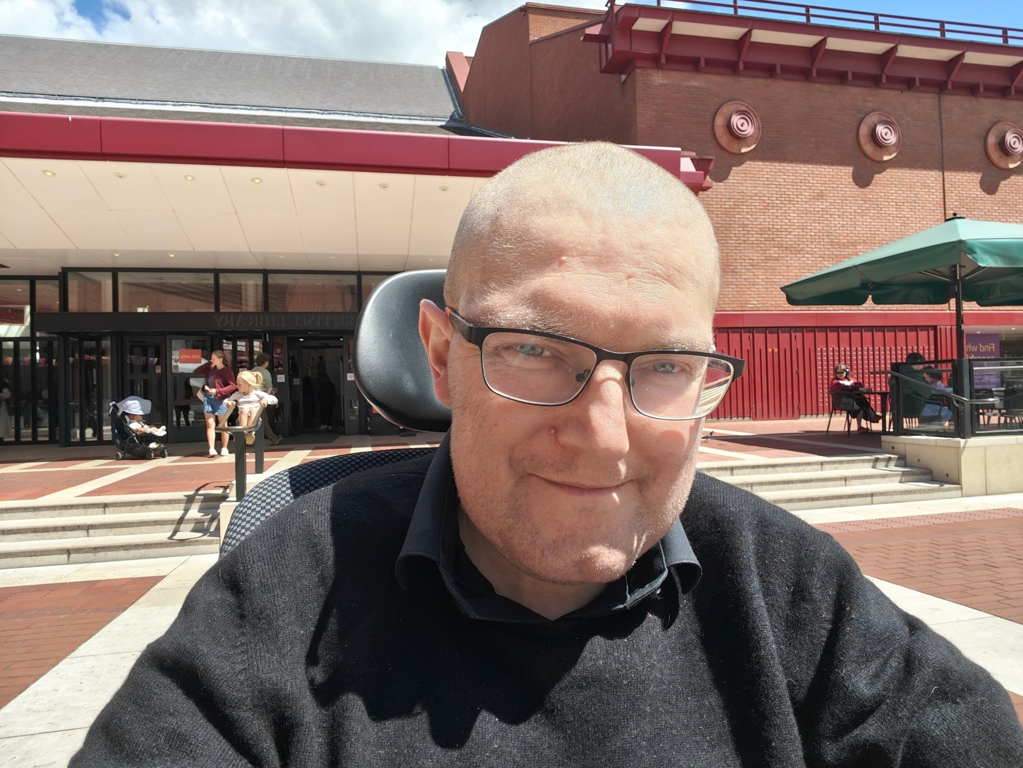 A picture of me, outside the British Library.