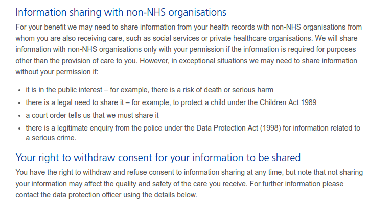 The Royal Free privacy policy