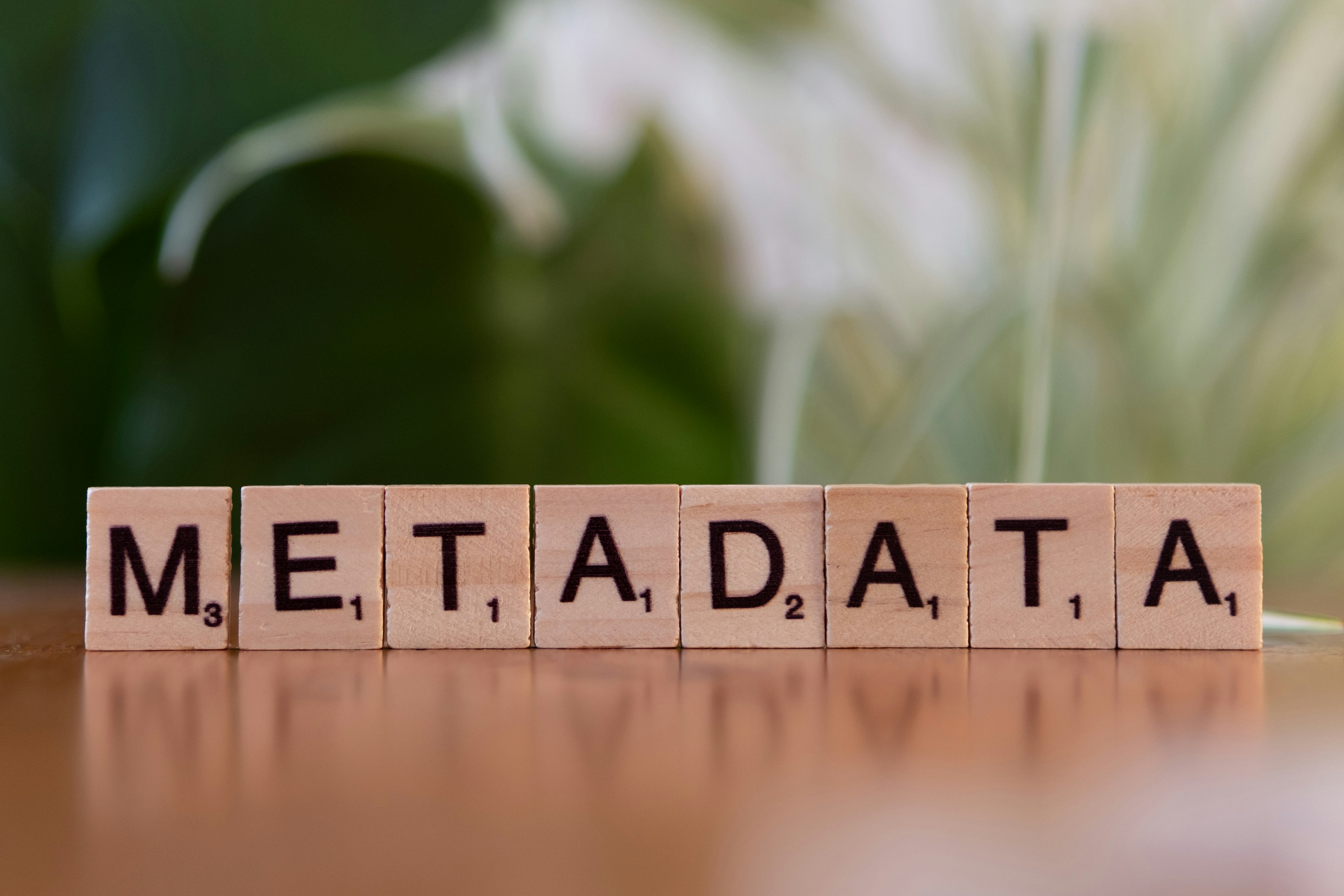 A series of tiles spelling metadata