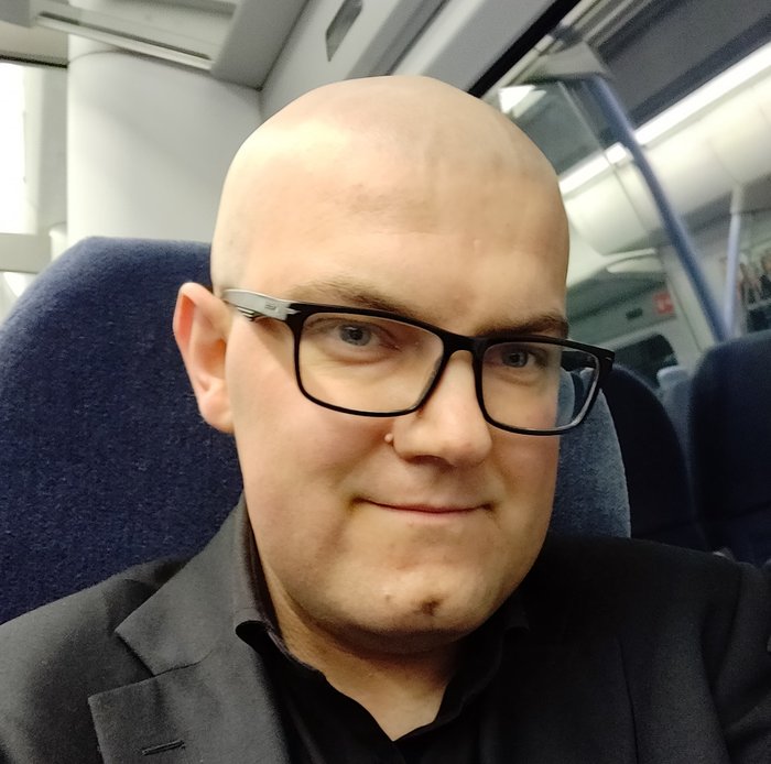 A headshot on a train