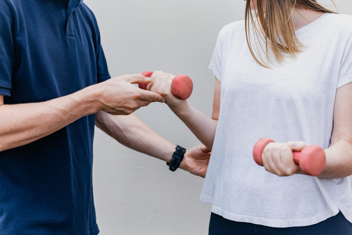 A woman doing rehab physiotherapy